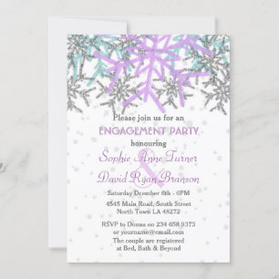 Winter Silber Lila Schneeflocken Engagement Party Einladung