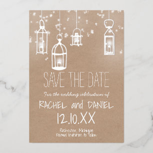 Winter-Silberlaternen-Save-the-Date-Postkarte Folieneinladung