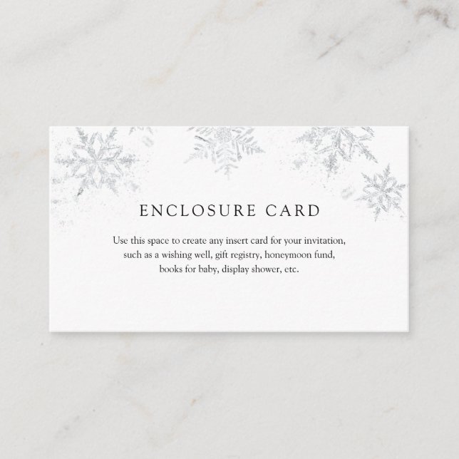 Winter Silver Snowflake Enclosure Card Begleitkarte (Vorderseite)
