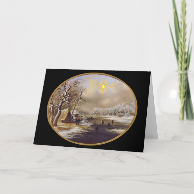 Winter Skaten Weihnachtsabend Card Karte (Vorderseite)