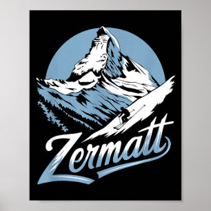 Winter-Ski-Abenteuer Zermatt Berg Skifun Poster
