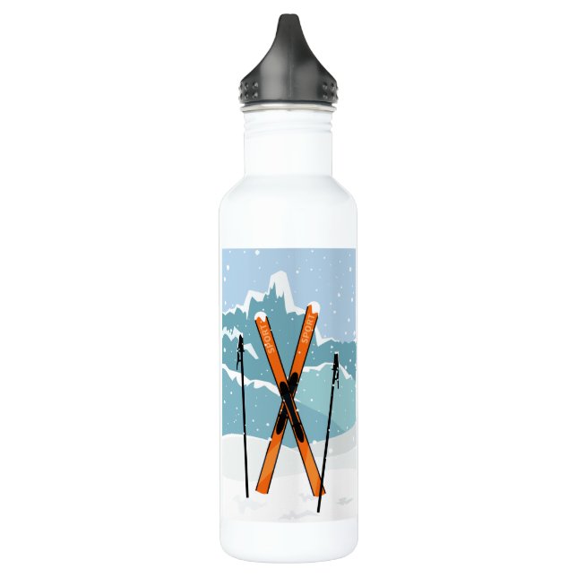 Winter Ski nom personnalisé bouteilles d'eau (Gauche)