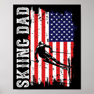 Winter-Ski-Vater für Liebhaber-Ski-USA-Flagge-Skif Poster