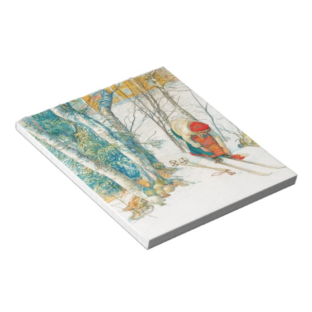 Winter Ski von Carl Larsson Notizblock (angewinkelt)