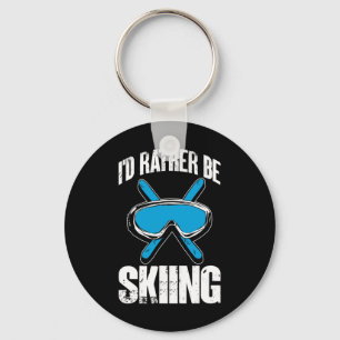 Winter Skifahren Lustiger Skifahrer Ich würde lieb Schlüsselanhänger