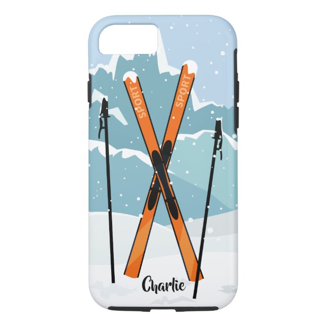 Winter-Skifahren-Name-Telefon-Hüllen Case-Mate iPhone Hülle (Rückseite)