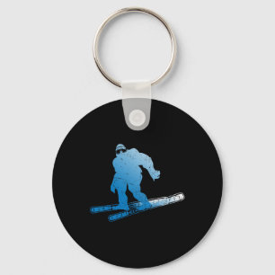Winter Skifahren Sasquatch Ski Kryptid Kryptozoolo Schlüsselanhänger