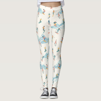 Winter Skifahren Schneeberge Skifahrer Leggings