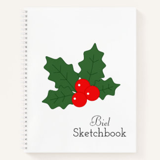 Winter-Skizzenbuch mit Stechpalmen-Beeren Notizbuch