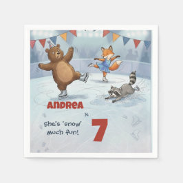 Winter Slapstick-Eislauf-Geburtstags-Papierteller  Serviette
