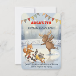 Winter Slapstick Ice Skating Birthday Invitation Einladung