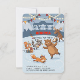 Winter Slapstick Ice Skating Birthday Invitation Einladung