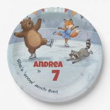 Winter Slapstick Ice Skating Birthday paperplate P