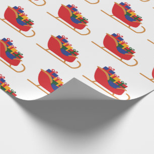 Winter Sleigh Riff Weihnachtsgeschenk Weiß Nahtlos Geschenkpapier