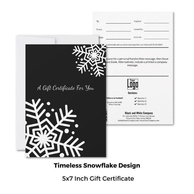 Winter Small Business Snowflake Geschenkgutschein (5x7 Inch, Winter Small Business Snowflake Gift Certificate Cards)