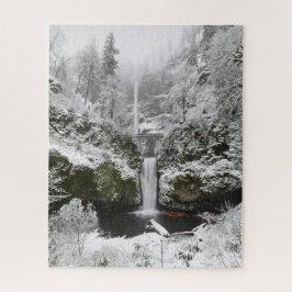 Winter Snow at Multnomah Falls in Oregon Jigsaw Pu