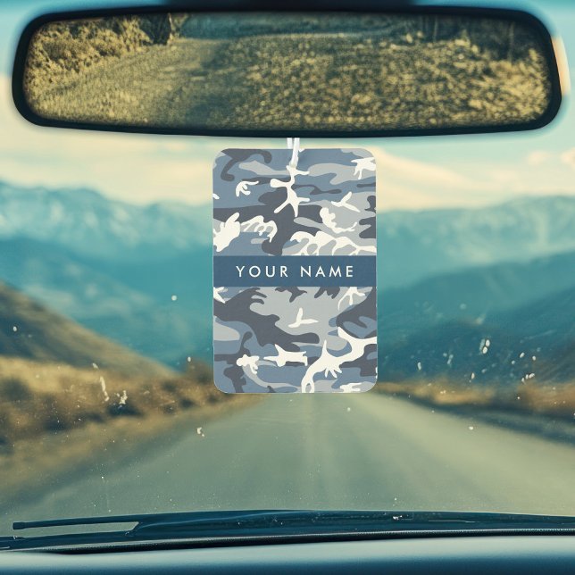 Winter Snow Blue Camouflage Ihr Name Personalisier Autolufterfrischer (Von Creator hochgeladen)