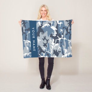 Winter Snow Blue Camouflage Ihr Name Personalisier Fleecedecke