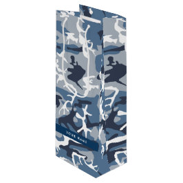 Winter Snow Blue Camouflage Ihr Name Personalisier Geschenktüte Für Weinflaschen
