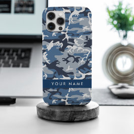 Winter Snow Blue Camouflage Ihr Name Personalisier iPhone 15 Pro Max Hülle