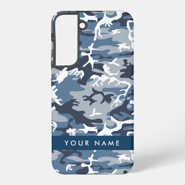 Winter Snow Blue Camouflage Ihr Name Personalisier Samsung Galaxy Hülle (Rückseite)