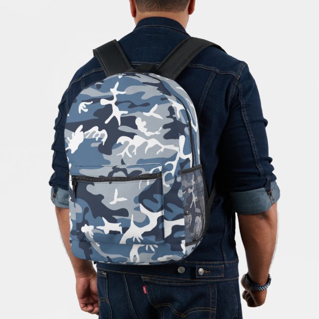 Winter Snow Blue Camouflage, Militär, Armee Bedruckter Rucksack (Insitu (Modell))
