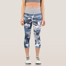 Winter Snow Blue Camouflage, Militär, Armee Capri Leggings