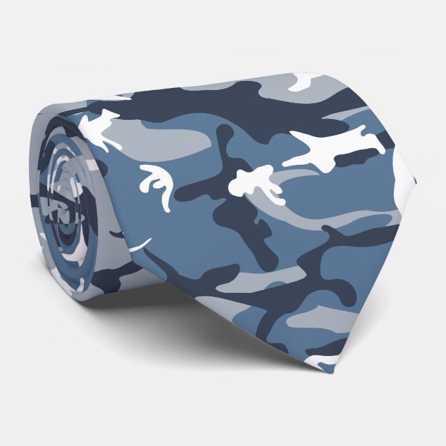 Winter Snow Blue Camouflage, Militär, Armee Krawatte (Gerollt)
