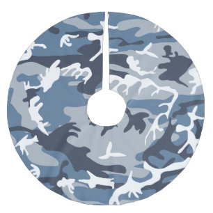 Winter Snow Blue Camouflage, Militär, Armee Polyester Weihnachtsbaumdecke