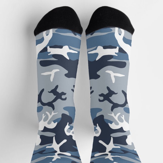 Winter Snow Blue Camouflage, Militär, Armee Socken (Oben)