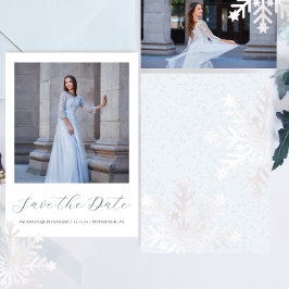 Winter Snow Blue Quinceanera Calligrafy Foto Save The Date