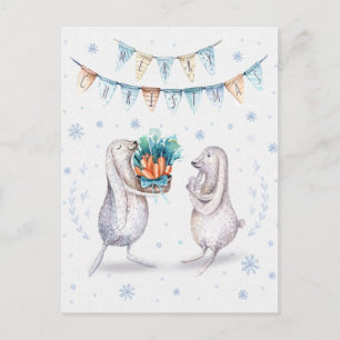 Winter Snow Bunnies Frohe Weihnachten