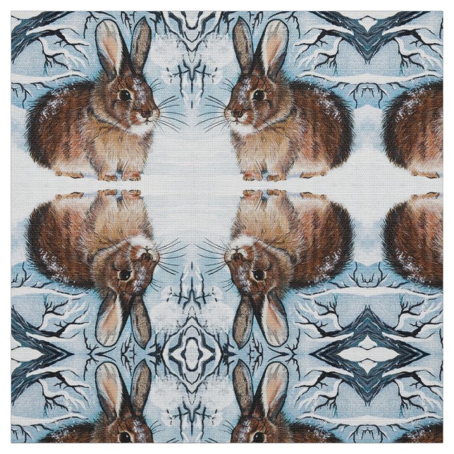 Winter Snow Bunny Fabric Stoff (Muster)