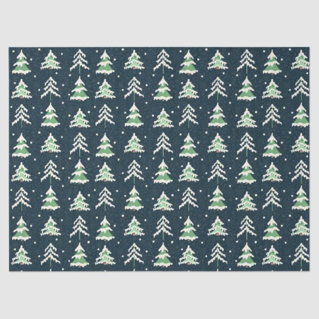 Winter Snow Evergreen Trees Seidenpapier (Vorderseite)