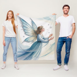 Winter Snow Fairy Watercolor Art Christmas  Fleecedecke