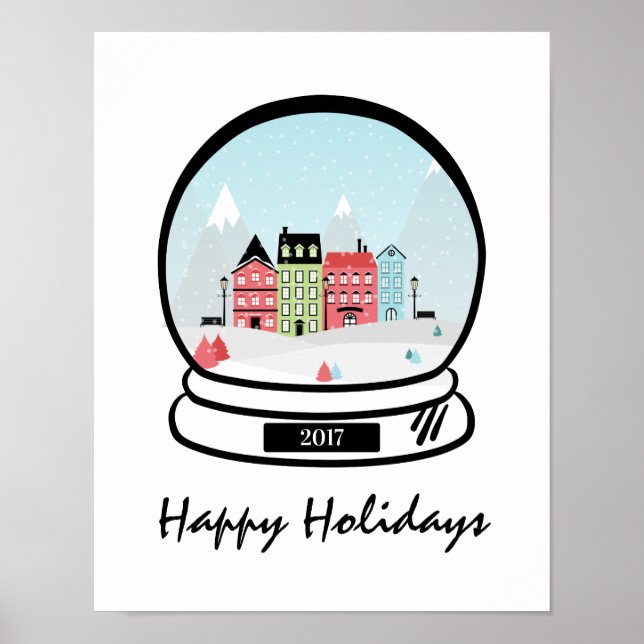 Winter Snow Globe Holiday Poster-Zeichen Poster (Vorne)