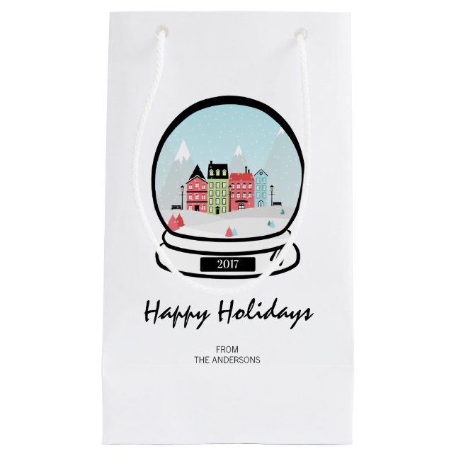 Winter Snow Globe Weihnachtsgeschenk Tasche Kleine Geschenktüte (Vorderseite)