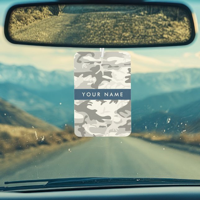 Winter Snow Gray Camouflage Ihr Name personalisier Autolufterfrischer (Von Creator hochgeladen)