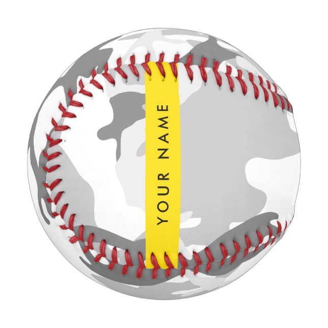 Winter Snow Gray Camouflage Ihr Name personalisier Baseball (Vorderseite Links)