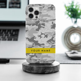 Winter Snow Gray Camouflage Ihr Name personalisier Case-Mate iPhone Hülle