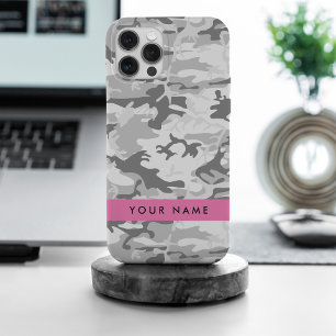 Winter Snow Gray Camouflage Ihr Name personalisier Case-Mate iPhone Hülle