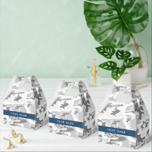 Winter Snow Gray Camouflage Ihr Name personalisier Geschenkschachtel
