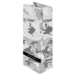 Winter Snow Gray Camouflage Ihr Name personalisier Geschenktüte Für Weinflaschen