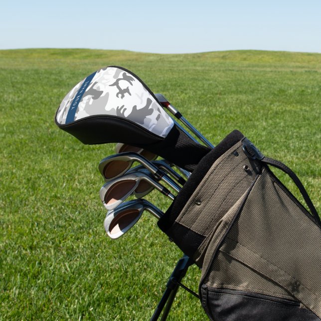 Winter Snow Gray Camouflage Ihr Name personalisier Golf Headcover (In SItu)