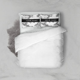 Winter Snow Gray Camouflage Ihr Name personalisier Kissenbezug