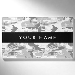 Winter Snow Gray Camouflage Ihr Name personalisier Namenschild