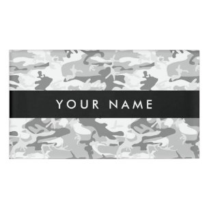 Winter Snow Gray Camouflage Ihr Name personalisier Namenschild
