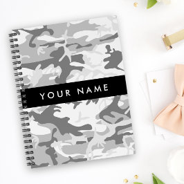 Winter Snow Gray Camouflage Ihr Name personalisier Notizbuch