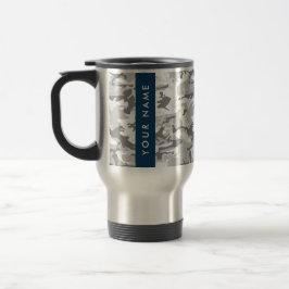 Winter Snow Gray Camouflage Ihr Name personalisier Reisebecher