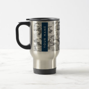 Winter Snow Gray Camouflage Ihr Name personalisier Reisebecher